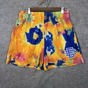 Eric Emanuel‎ EE Basic Core Short Mens Xl Yellow Tie Dye Pockets
